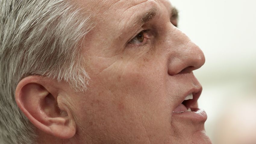 House Majority Leader Kevin McCarthy (R-CA) speaks during a press conference following the weekly House Republican conference meeting at the U.S. Capitol February 25, 2015 in Washington, DC. 