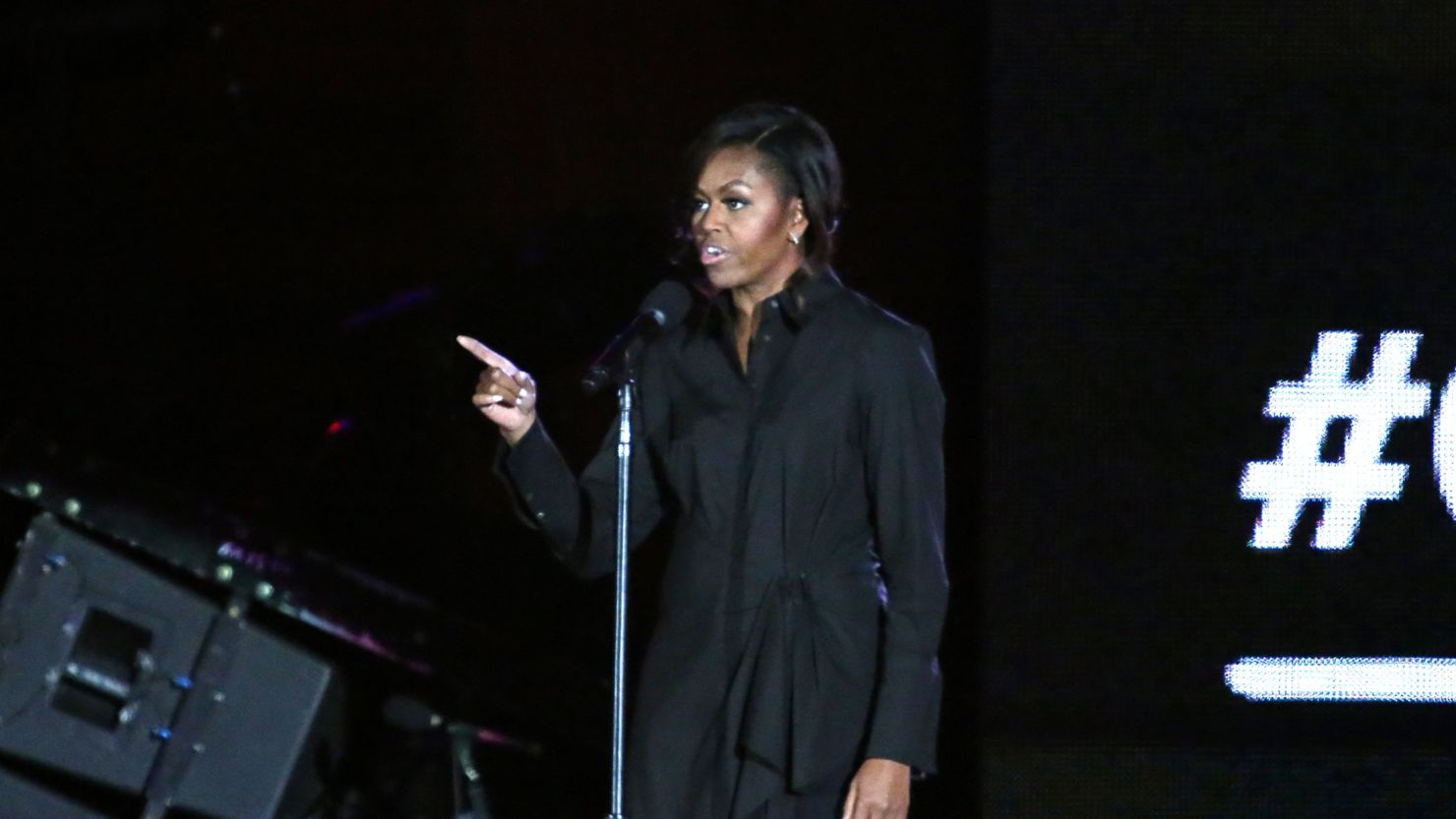 Michelle Obama appeared onstage and in a videotaped message Saturday at the Global Citizen Festival in New York.