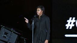 US First Lady Michelle Obama speaks at the fourth annual Global Citizen Festival in Central Park Manhattan on September 26, 2015 in New York. The Festival is part of the Global Poverty Project, a UN-backed campaign to end extreme poverty by 2030. Headliners include Beyonce, Pearl Jam, Coldplay and Ed Sheeran.   AFP PHOTO/KENA BETANCUR        (Photo credit should read KENA BETANCUR/AFP/Getty Images)