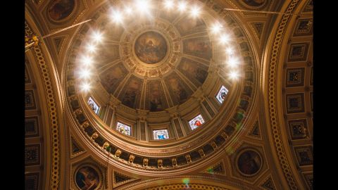 An ornate dome tops the basilica where the Pope celebrated Mass on Saturday.
