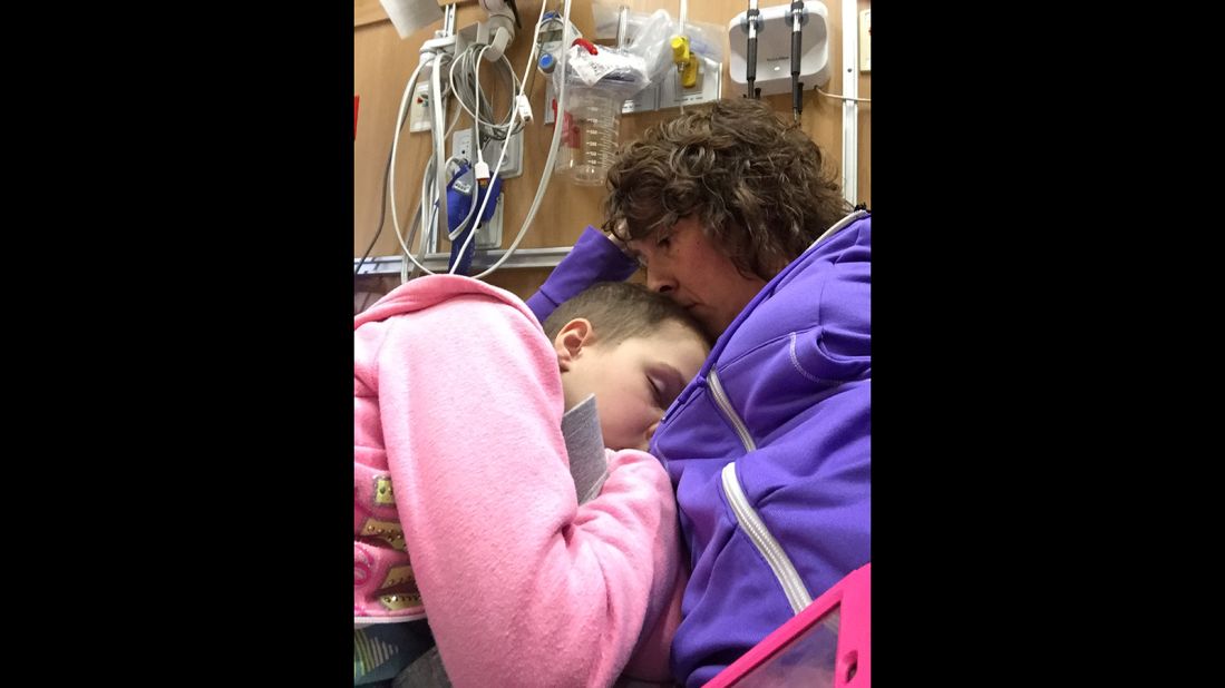 Even though they try to keep a normal schedule and a positive vibe, not every day or photo is full of smiles, Erin Dove said. They battle through tough days, like this recent one when Bailey wasn't feeling well. 