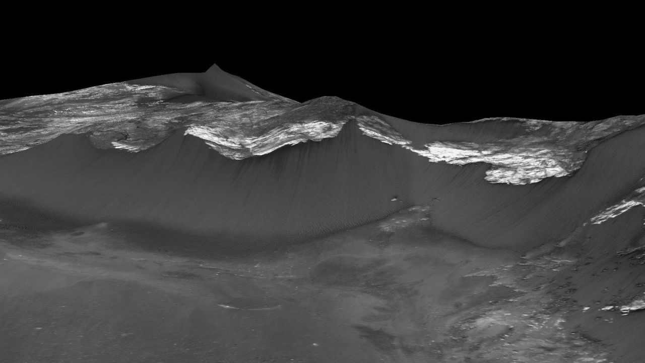 Recurring slope lineae flow down the west-facing slopes of Coprates Chasma, which is in the equatorial region of Mars.