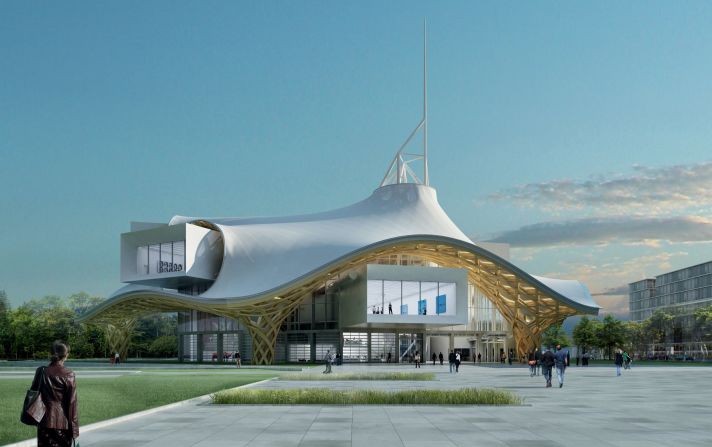 This annex for the Pompidou Center in Paris, is to be built in Metz as a complex including an art museum and theater. "By locating a large roof in the park, and by opening the glass shutter facade around the perimeter, a continuous transition of the interior and exterior space is created."