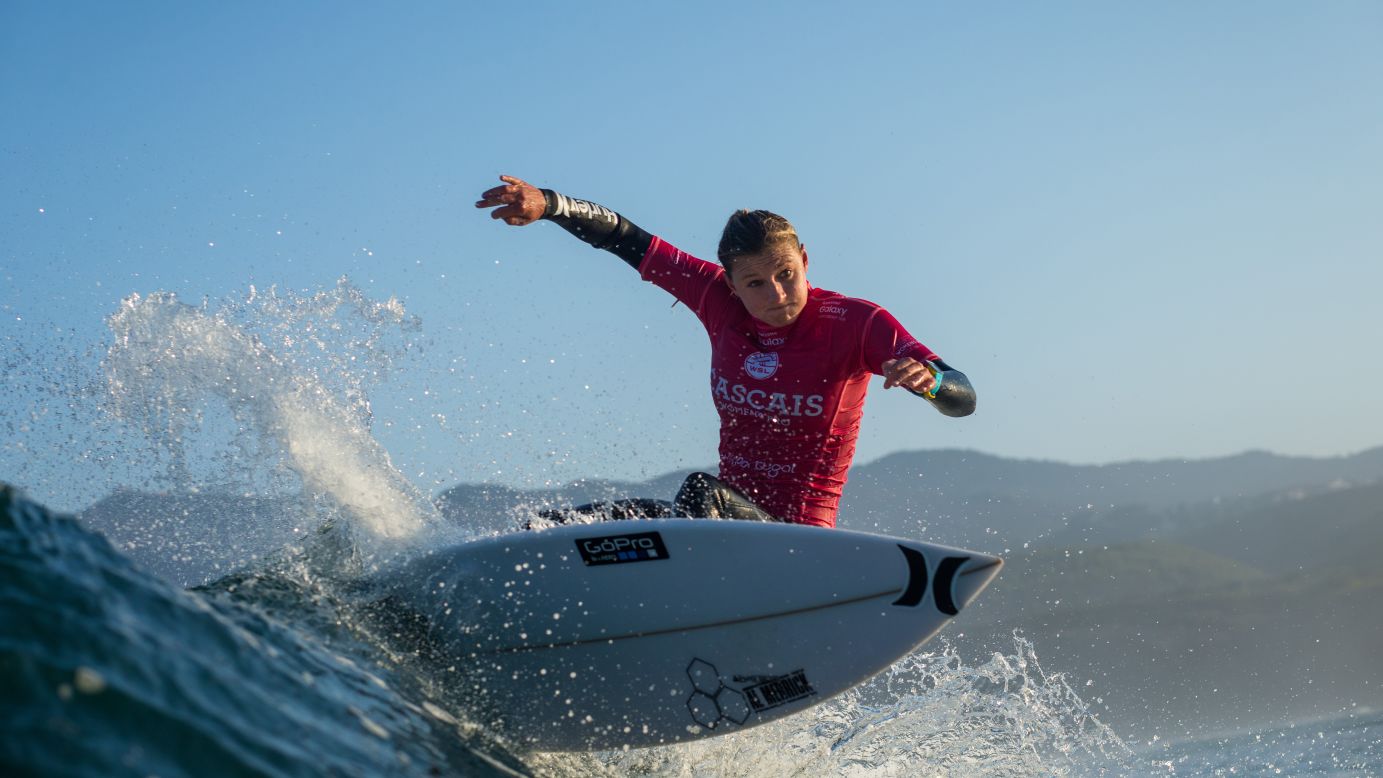 Pro surfer Lakey Peterson competes at an event in Cascais, Portugal, on Sunday, September 27.