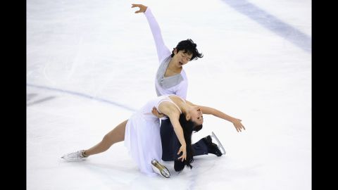 Canadian ice dancers Melinda and Andrew Meng perform during a Junior Grand Prix event in Torun, Poland, on Saturday, September 26.