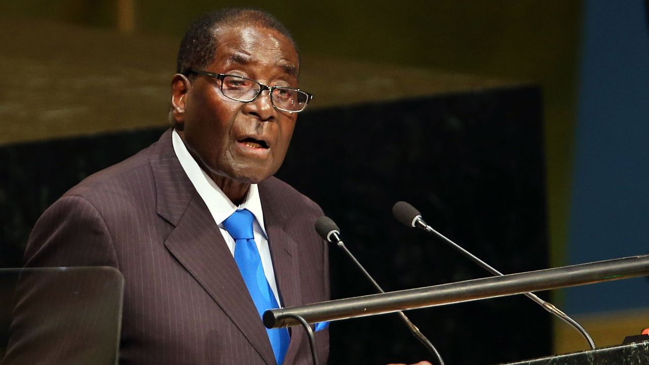 NEW YORK, NY - SEPTEMBER 28:  Zimbabwe's President Robert Mugabe speaks at the United Nations General Assembly on September 28, 2015 in New York City. The ongoing war in Syria and the refugee crisis it has spawned are playing a backdrop to this years  70th annual General Assembly meeting of global leaders.  (Photo by Spencer Platt/Getty Images)