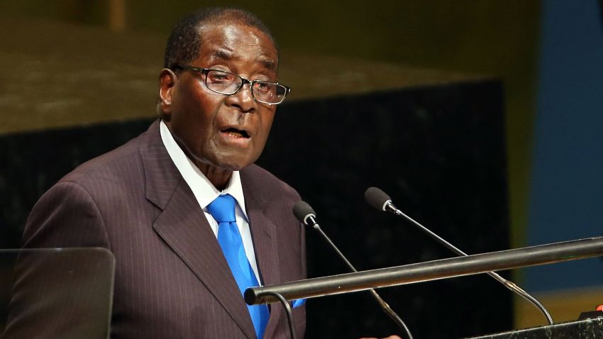 NEW YORK, NY - SEPTEMBER 28:  Zimbabwe's President Robert Mugabe speaks at the United Nations General Assembly on September 28, 2015 in New York City. The ongoing war in Syria and the refugee crisis it has spawned are playing a backdrop to this years  70th annual General Assembly meeting of global leaders.  (Photo by Spencer Platt/Getty Images)