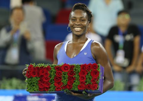 Venus is all smiles after winning her 700th career singles match in September 2015. She got the milestone victory at the Wuhan Open in China.