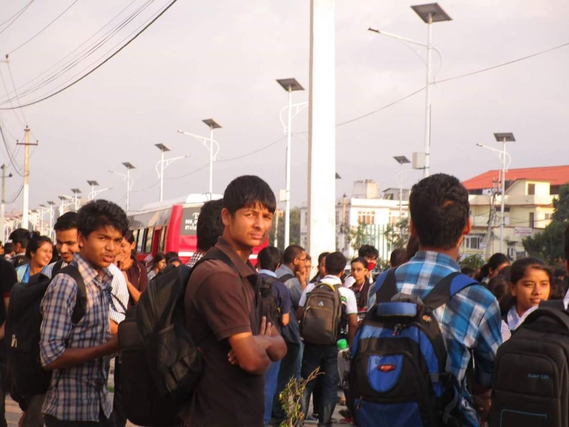 People line up for petrol and diesel in Kathmandu.