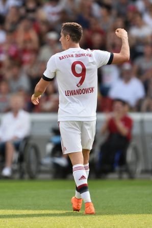 Lewandowski's incredible campaign starts with a goal in Bayern's 3-1 win against fifth-tier FC Nottingen in the first round of the German Cup. 