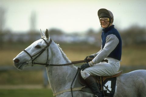 Jockey Richard Dunwoody on Desert Orchid at Cheltenham in 1990. Equine infatuations are nothing new in Britain, the grey, who won the Cheltenham Gold Cup in 1989, was one of the most lauded over the fences in the UK. 