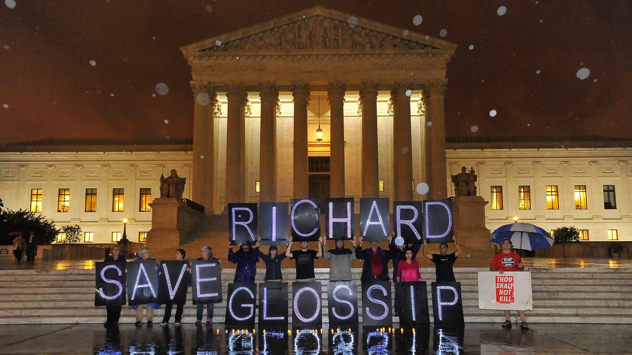 In 2015, anti-death penalty activists rallied outside the US Supreme Court in a final attempt to prevent Glossip's execution.