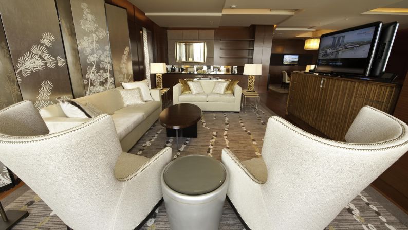 Marina Bay Sands' VIP guests are put up in the Chairman Suite, where a night's stay is strictly by invitation only -- the hotel won't even reveal what it costs.