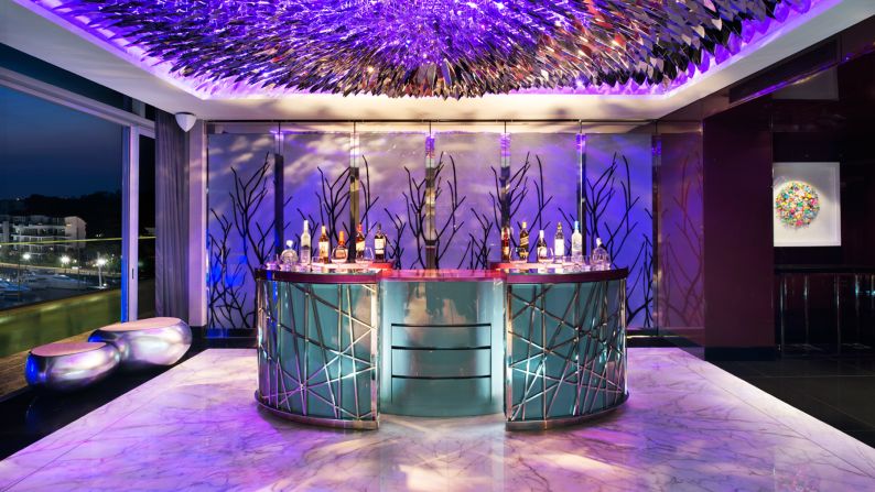 The vibe is nightclub meets playboy crash pad at W Sentosa's Extreme Wow Suite. <br />