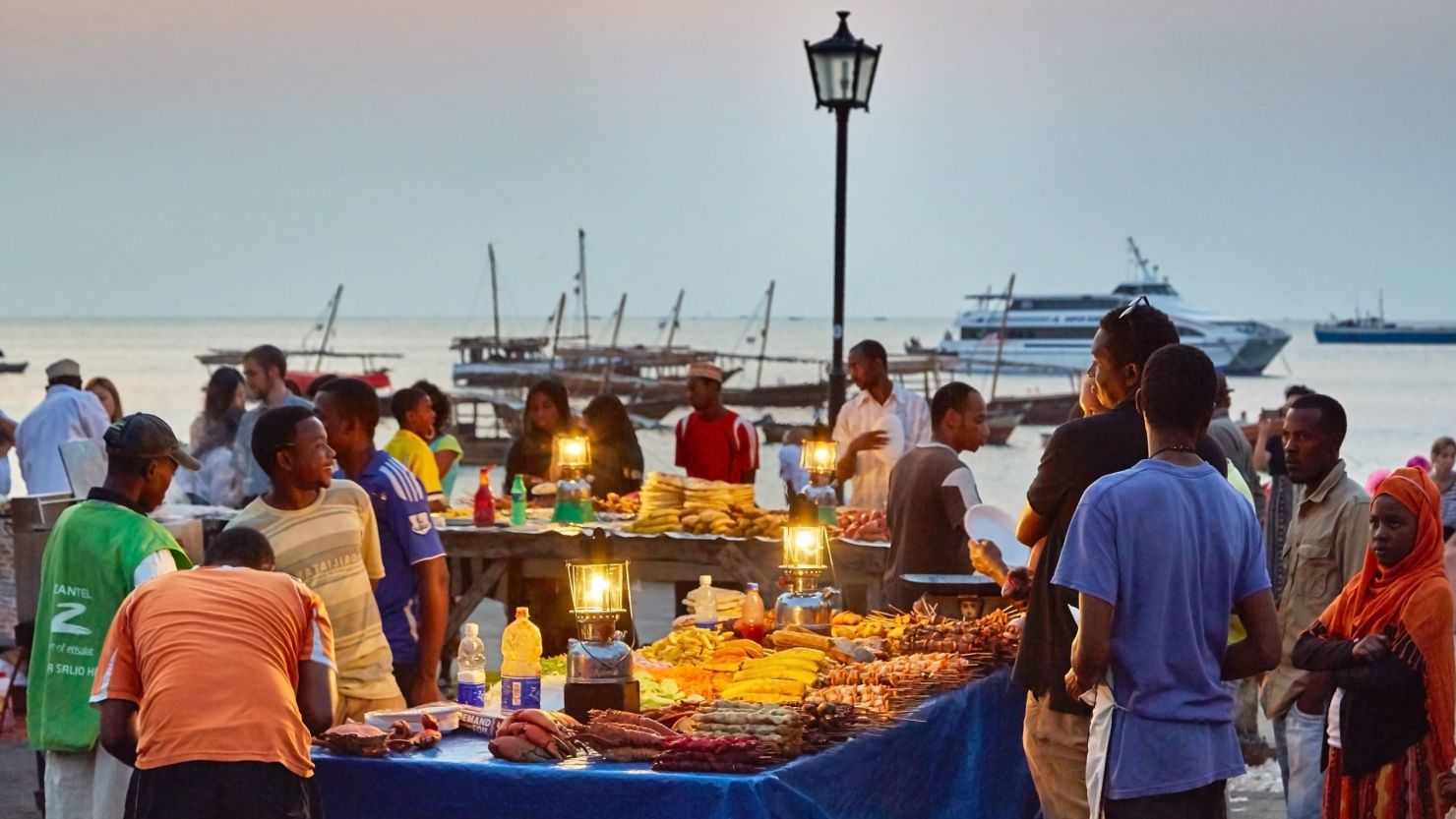 Evening food markets at Stone Town, Zanzibar.
