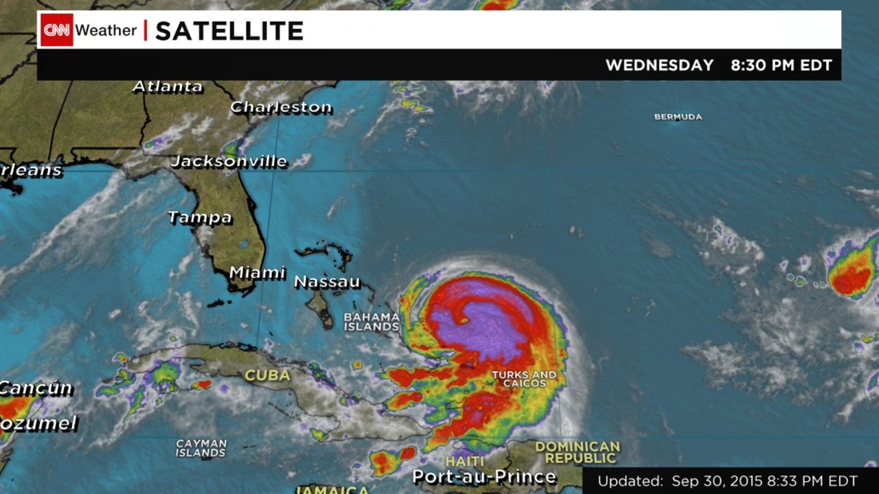 A radar image of Hurricane Joaquin at 8:30 p.m. ET Wednesday.