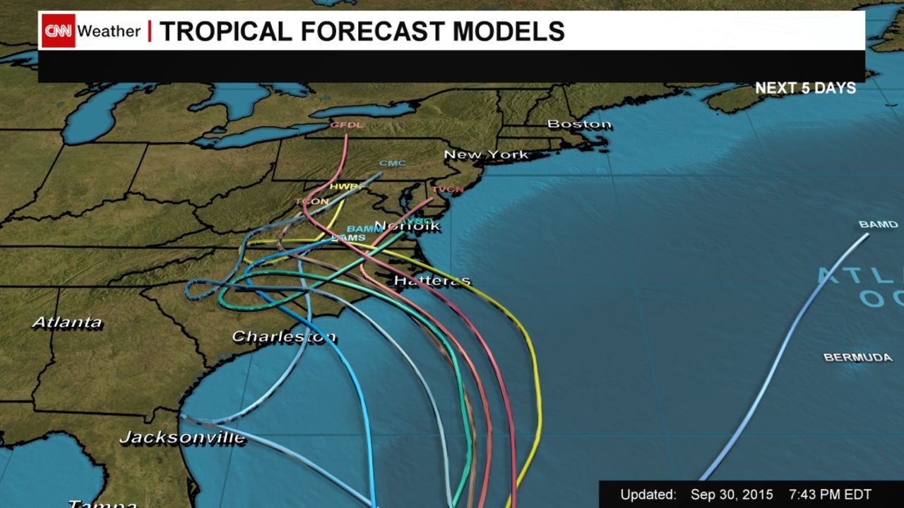 Computer models predict different paths for the hurricane. 