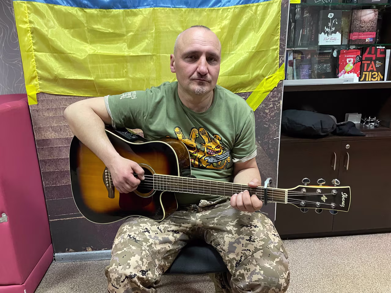 Sergiy Fomenko, singer of Ukrainian band Mandry, who has joined the Territorial Defense Forces.