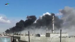 In this image made from video provided by Homs Media Centre, which has been verified and is consistent with other AP reporting, smoke rises after airstrikes by military jets in Talbiseh of the Homs province, western Syria, on September 30, 2015. Russian military jets carried out airstrikes in Syria for the first time on Wednesday, targeting what Moscow said were Islamic State positions. U.S. officials and others cast doubt on that claim, saying the Russians appeared to be attacking opposition groups fighting Syrian government forces.