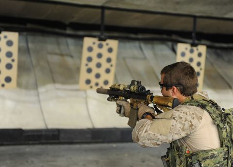 <strong>2. They generally have eight years of experience in the conventional military</strong><br /><br />In this photo, an East Coast-based U.S. Navy SEAL practices shooting drills at the Naval Special Warfare Eagle Haven Indoor Shooting Range on Joint Expeditionary Base Little Creek-Fort Story in 2013.