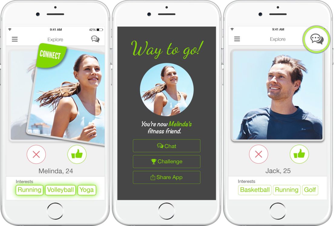 Jaha, a Tinder-like app for fitness, hooks people up who share similar exercise habits. 