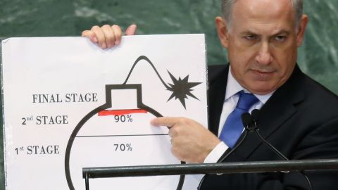 Israeli PM Benjamin Netanyahu during his 2012 speech at the UNGA.