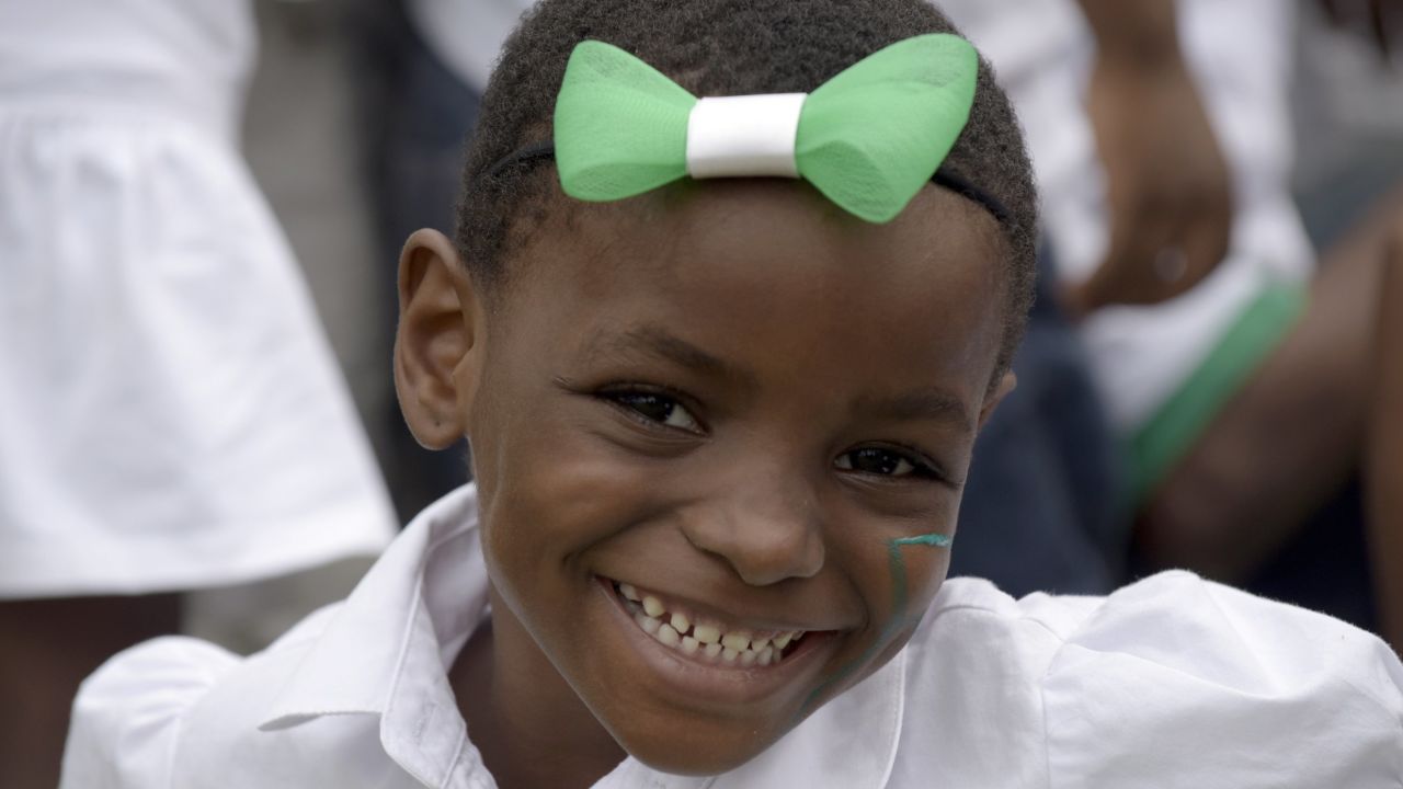 A girl smiles during Nigerian Independence Day celebrations in Lagos in 2015. 