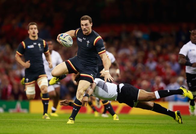 Wales ended the first half with an 11 point lead with the score on 17-6. Scott Baldwin added a second try and Dan Biggar kicked the conversion. George North (pictured) continued to cause all sorts of problems.
