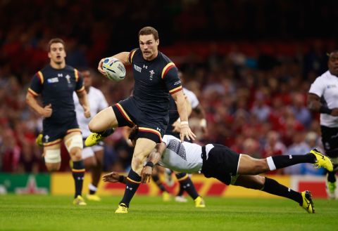 Wales ended the first half with an 11 point lead with the score on 17-6.  Scott Baldwin added a second try and Dan Biggar kicked the conversion. George North (pictured) continued to cause all sorts of problems.