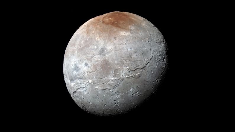 <a href="http://www.cnn.com/2014/08/25/tech/gallery/pluto/index.html" target="_blank">NASA's New Horizons spacecraft</a> captured this high-resolution enhanced color view of Pluto's largest moon, Charon, just before its closest approach on July 14. The image was released by NASA on Thursday, October 1.