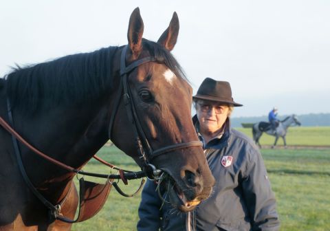 Treve and her trainer Criquette Head-Maarek. "There will be great sadness in my heart when she retires. But whatever she does in this race she is still <em>magnifique</em>. I love her," Head-Maarek said.