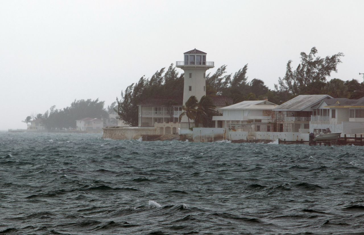 Wind and rain from Hurricane Joaquin lashes Nassau, Bahamas, on Friday, October 2. The storm stalled over the Bahamas and then began moving northward later in the day, according to the U.S. National Hurricane Center.