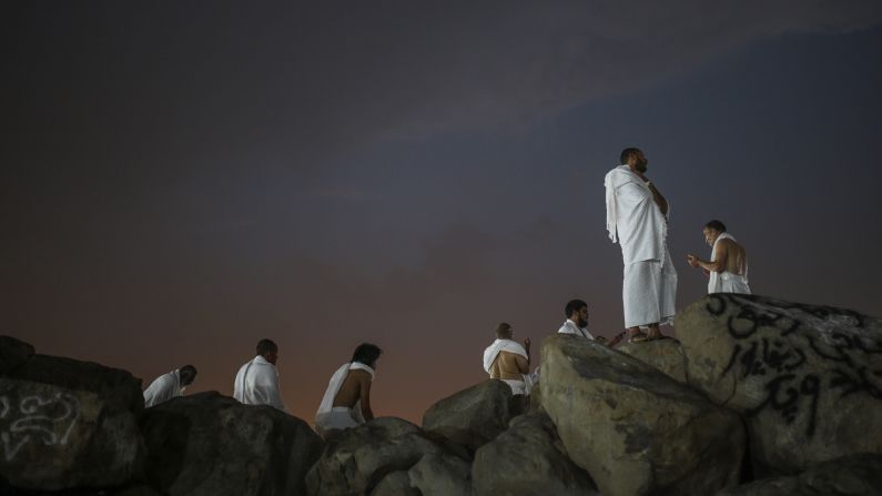 Muslim pilgrims pray on Mount Arafat near the holy city of Mecca. Mount Arafat is where Islam's Prophet Mohammed is believed to have delivered his last sermon to tens of thousands of followers about 1,400 years ago.