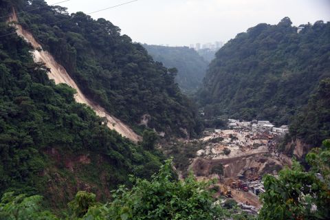 The scene of the mudslide in El Cambray, Guatemala on Friday, October 2. 