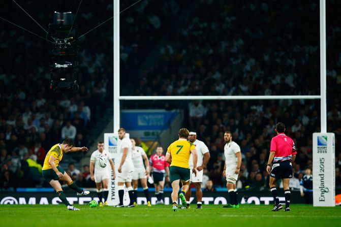 Foley didn't miss a conversion or penalty. England was eliminated in the group stage.