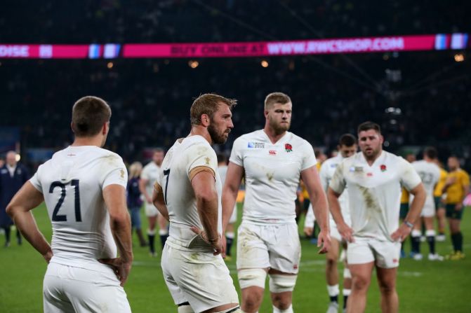 It left the Three Lions stunned, including captain Chris Robshaw, second from left. 