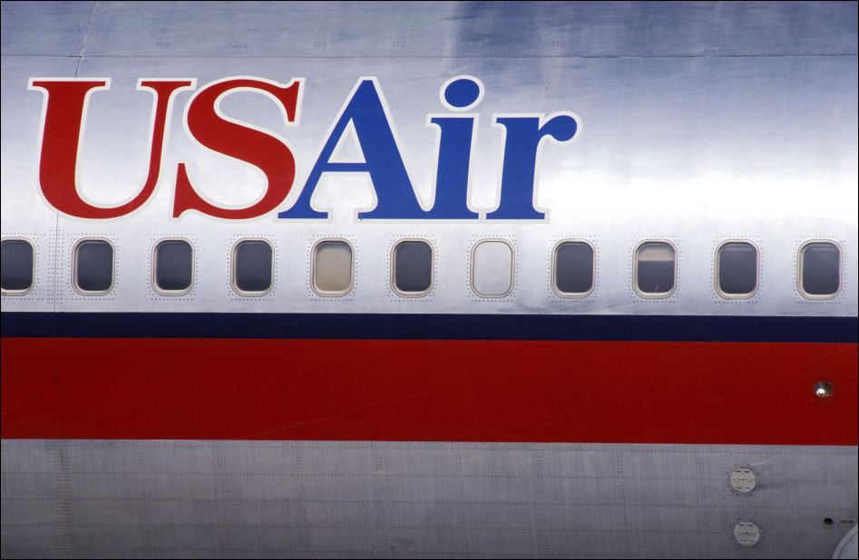 In 1978, Allegheny renamed itself USAir. Later, the airline changed its paint scheme to this polished aluminum exterior, which saved fuel because it was lightweight.  
