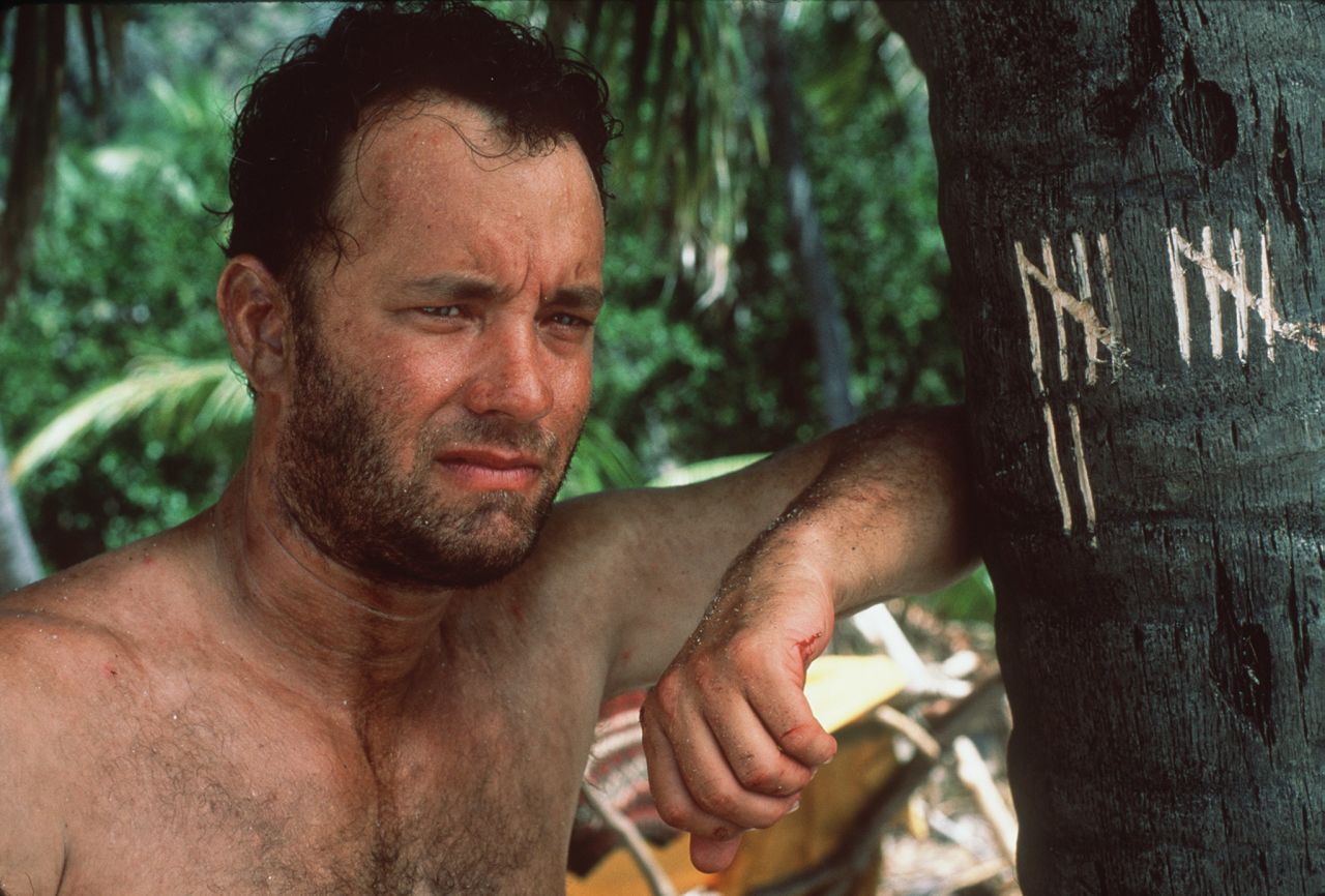Tom Hanks was stranded on a tropical island after a plane crash in 2000's "Cast Away." He spent most of the movie talking to a volleyball he named Wilson.