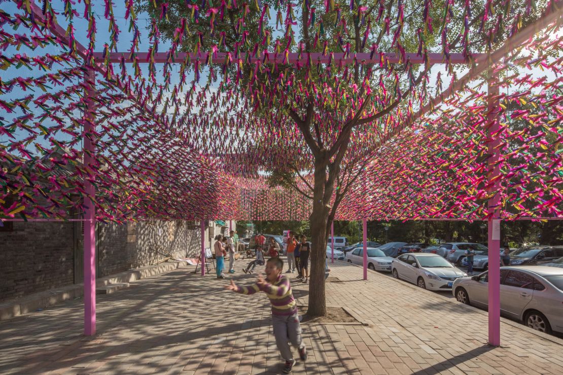 SPARK architects created this public installation at Beijing Design Week. It's a pavillion made of 'jianzi' or shuttlecock, used to play a Chinese version of hacky sack.