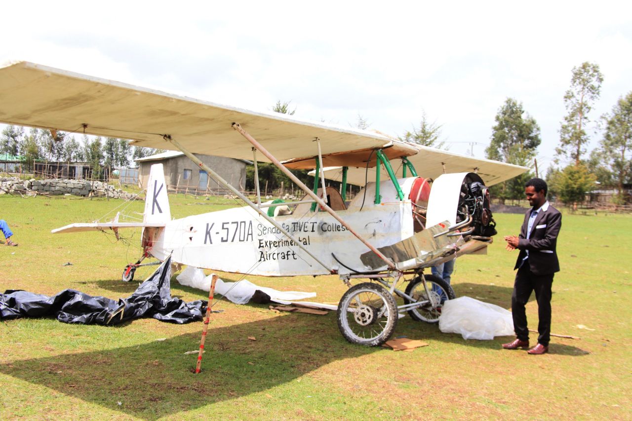 This is the plane that Asmelash Zeferu will attempt to take off in -- despite having never flown before. The Ethiopian researched for over 10 years before spending 570 days building the plane, modeled on one used to train pilots in the U.S. during the 1920s and 30s.
