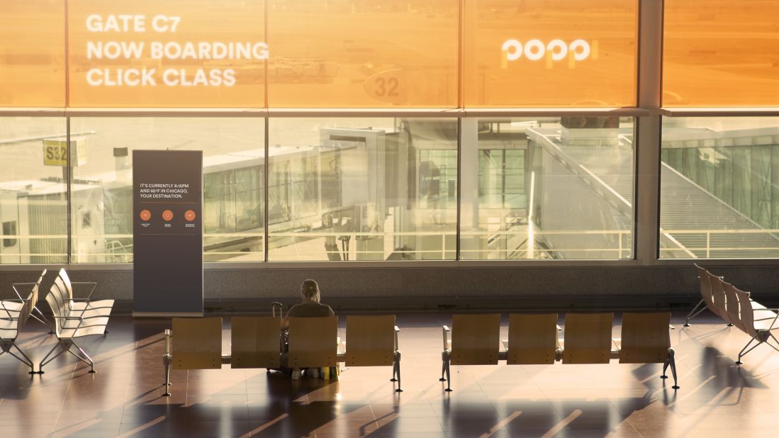 Poppi attempts to address fliers dissatisfaction at the experience of waiting at the gate, and imagines a word where "gate lurking" is history. "Re-thinking the gate also improves boarding time and the boarding experience overall for passengers and airline crew," says Teague.