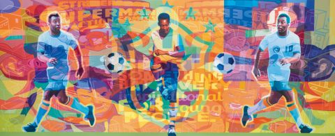 Stuart McAlpine Miller's Pele Triptych captures the color and passion Pele played with throughout his 21-year career. Asked how he thinks the game has changed, the Brazilian told CNN: "In the past, it was a profession filled with love, now it's just a profession."