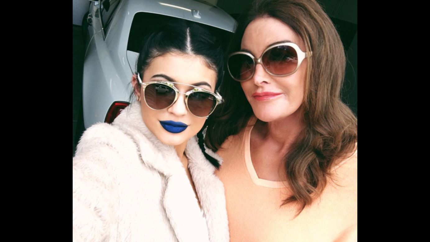 Television personality Caitlyn Jenner, right, takes a selfie with her daughter Kylie on Monday, October 5. "Wearing blue lips today in honor of world bullying prevention #BlueShirtDay2015 #WorldBullyingPreventionDay," <a href="https://instagram.com/p/8eboKbHGrw/" target="_blank" target="_blank">Kylie said on Instagram.</a> "Wear blue and post a pic with the hashtags! Spread love & you will receive. Nothing can be done if we don't do it together!"