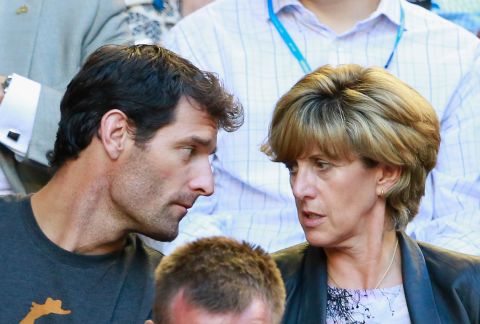 Webber, pictured with his long-term partner Ann Neale, enjoys watching sport in his spare time. The couple are seen here at the Australian Open in 2014. The racing driver reveals Ann also persuaded him to become a Manchester United fan!