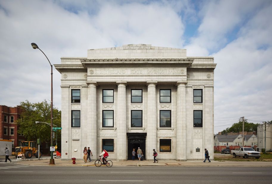 Designed in 1923, the Stony Island Trust & Savings Bank was originally set to be demolished, but was purchased by artist Theaster Gates for $1 in an effort to reconstruct it. 