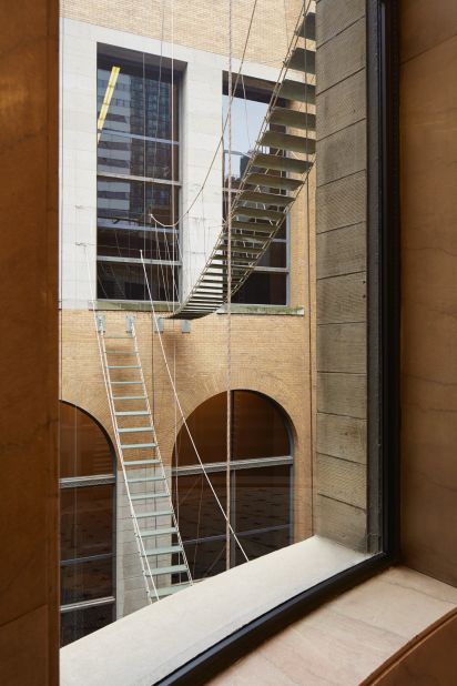 Designed by Tokyo-based Atelier Bow-Wow, the "Piranesi Circus" is an installation that connects one external wall to another using a series of stairs, ladders and ramps. 