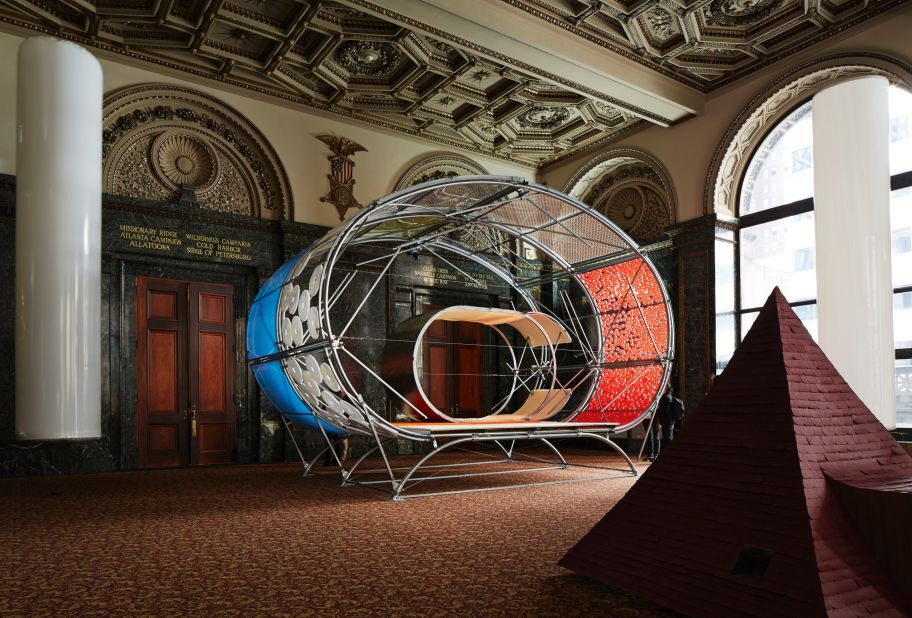 A collaboration between Selgascano (from Madrid) and Helloeverything (from New York), the "Casa A" installation uses interchangeable panels that allow for it to be easily transported. 