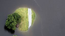 This aerial photo shows flooding around Aberdeen Country Club in Longs, South Carolina, on Tuesday, October 6.