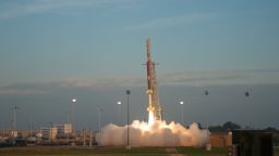A NASA Terrier-Improved Orion suborbital rocket launches from Wallops Island, Virginia