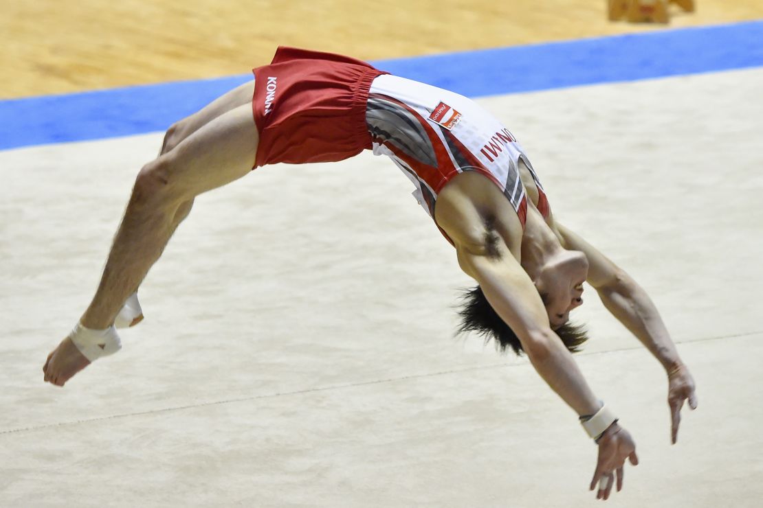 Kohei Uchimura competing in the Floor Exercise at the All Japan Artistic Gymnastics Individual All Around Championships in Tokyo earlier this year.